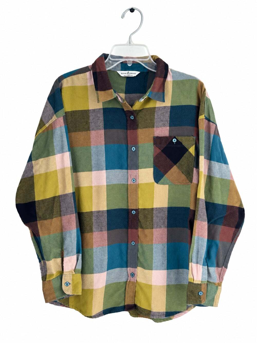 Alpine Design Women’s XL Multicolor Plaid Flannel Button Down Shirt Outdoor